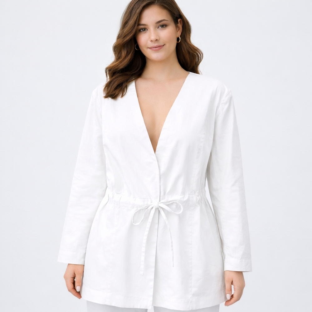 Lane Bryant Linen Blend Utility Jacket White Size 20 1X 2X Contemporary Modern